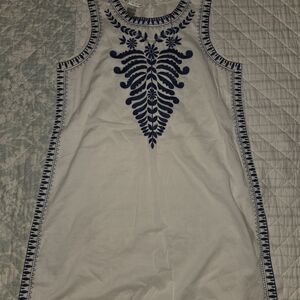 White and Blue Embroidered Dress